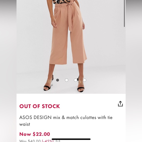 ASOS High rise Tie waist Side Wide leg Fitted Pants Size US 7 - Picture 7 of 7